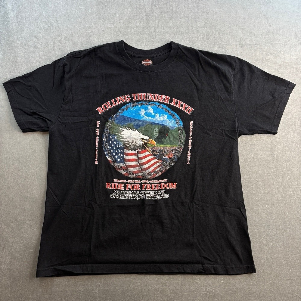 Harley Davidson Rolling Thunder XXXII T Shirt Men's 2XL Washington DC 2019 Black
